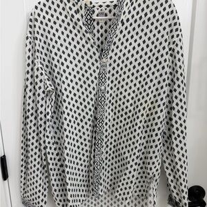 SR Lawrence Black and White Geometric Blouse